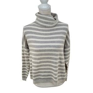 Whyci Milano Gray & Cream Striped Cowl Neck soft wool Sweater Italian eu 38/6